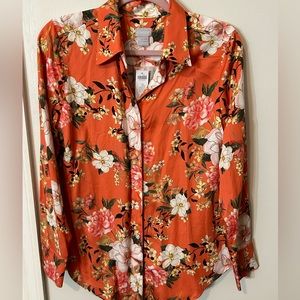 Chico’s Sandwashed Satin Floral Shirt